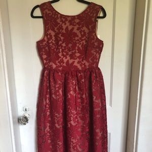 Lace Overlay ASOS Midi Dress with deep V back